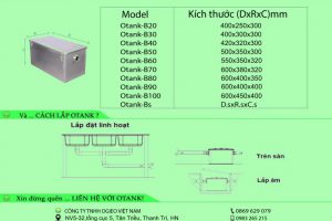 Bể tách mỡ, Catalog bể tách mỡ, kích thước và bản vẽ